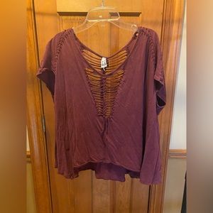 Free people red cutout tshirt